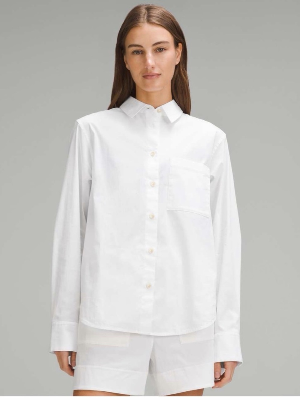 Lululemon Relaxed-Fit Cotton-Blend Poplin Button-Down Shirt
White Size Small